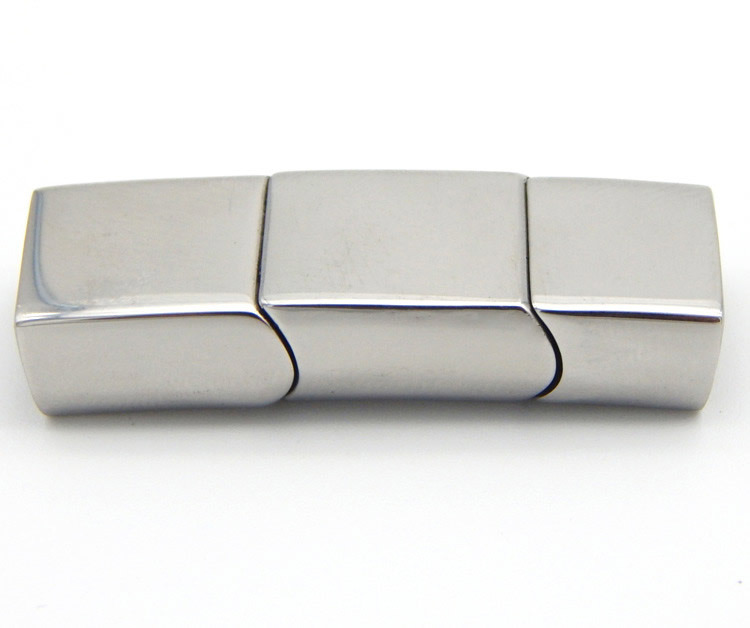 Shiny Silver 12X6mm Inner Size Stainless Steel Slide-in End Hook Magnetic Clasp for Flat Braided Leather Cord
