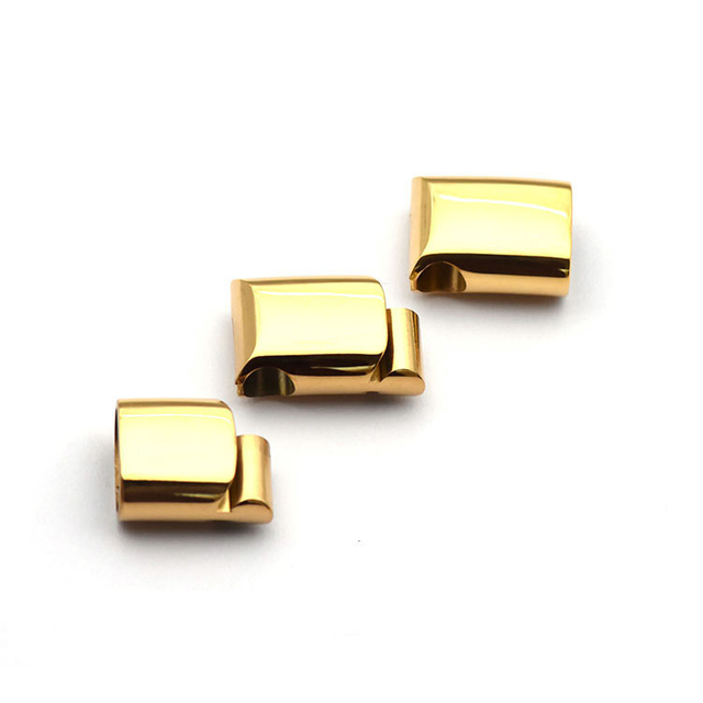 Customized Logo High Polish Gold Silver Black Stainless Steel 12*6mm 10*5mm 8*4mm Buckle Clasp Buckle for Leather Bracelet