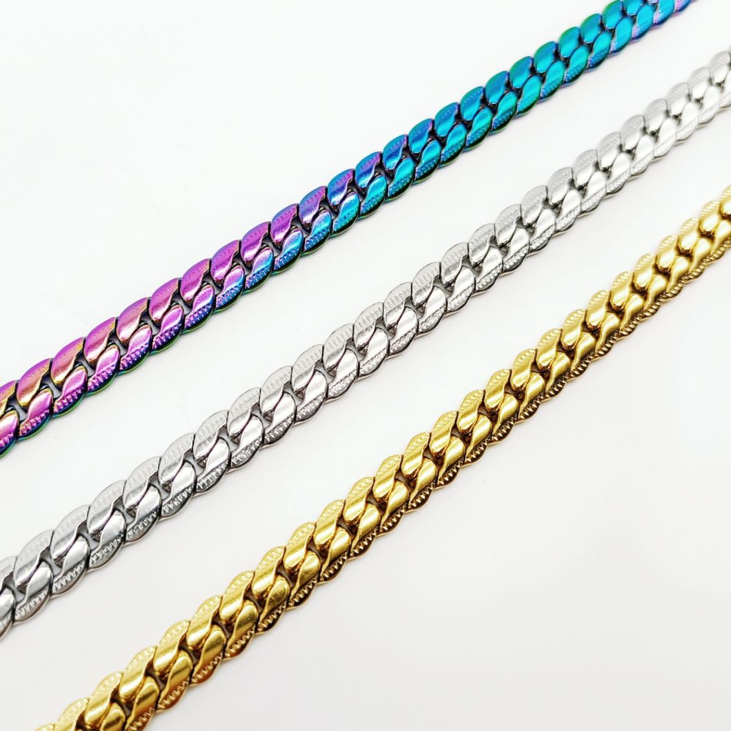 Fashion Stainless Steel 18K Gold Plated 5mm Side Embossed Snake Chain Necklace for Women and Men