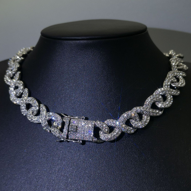 Hip Hop Cuban Chain Diamond Bracelet 8 Shape Men′s and Women′s Necklace Manufacturer