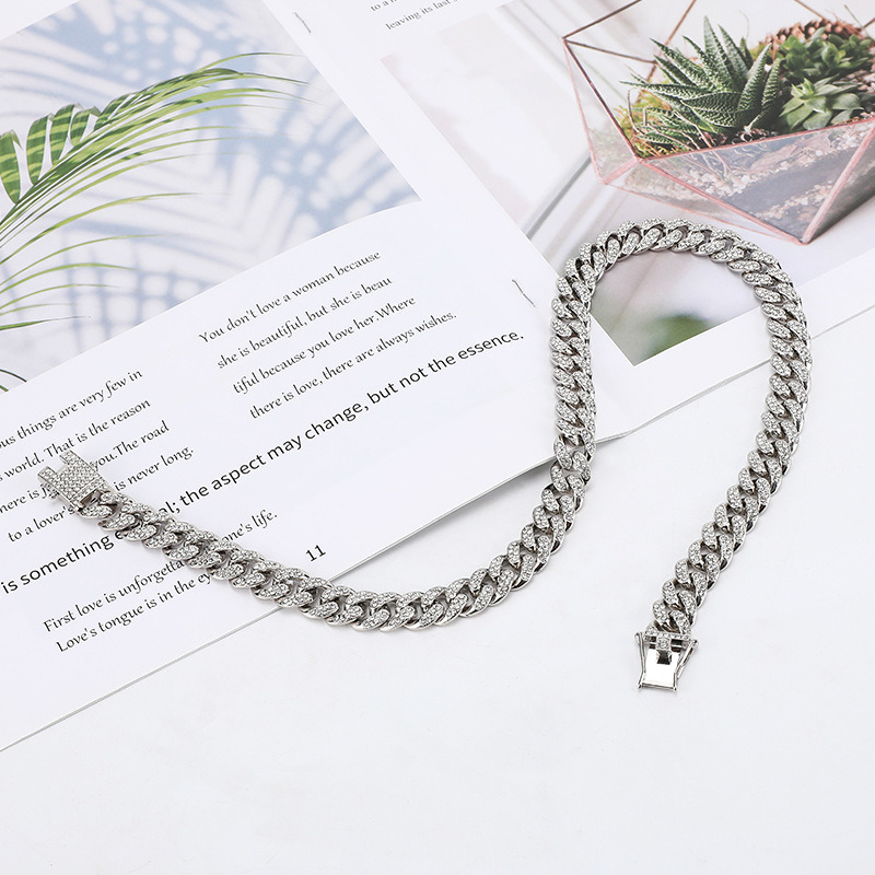 Hot Sale Hip Hop Gold Silver 12 mm Cuban Link Chain Necklace Jewelry