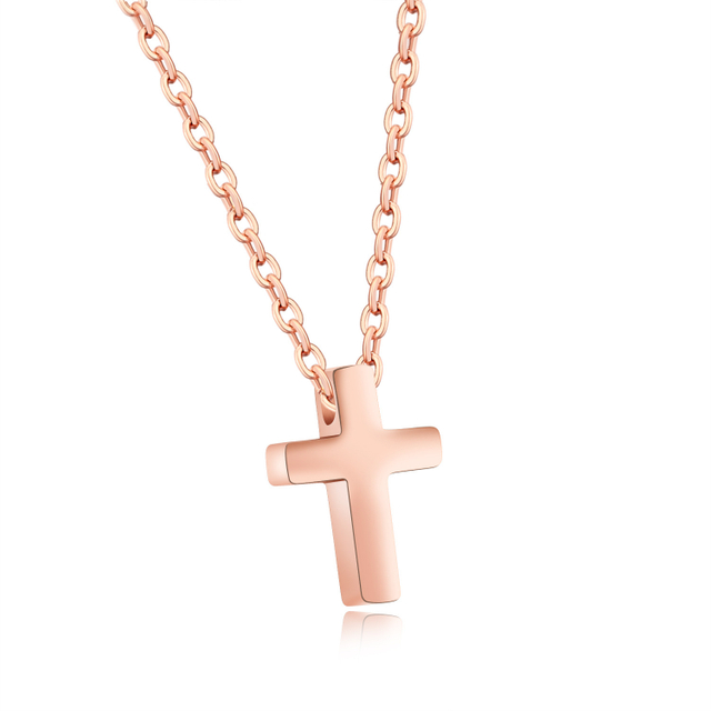 Cross-Border Supply Supply Exquisite Mini Cross Pendant Stainless Steel Necklace with Chain