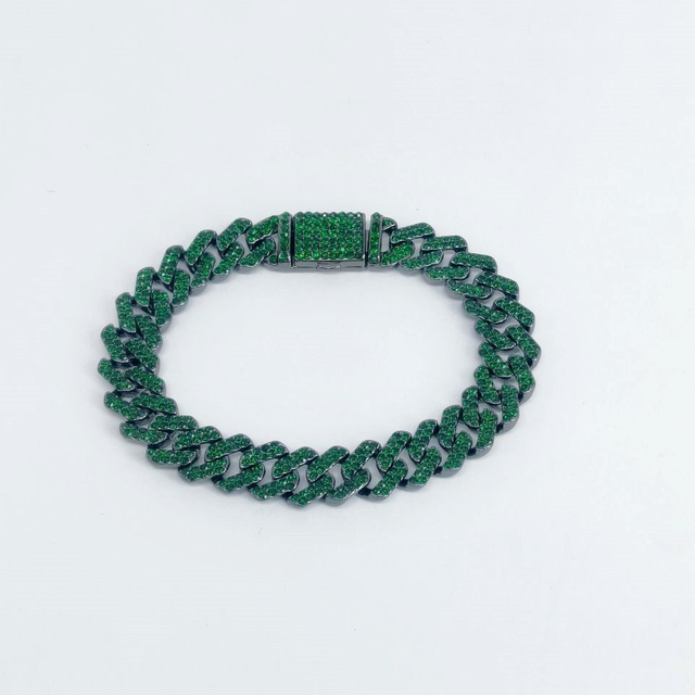 10mm Cuban Chain Necklace Men Diamond Emerald Cuban Necklace Hip Hop Chain Necklace and Bracelet
