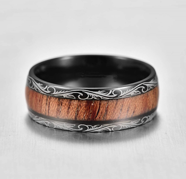 Fashion New High-End Elegant Phoenix Pattern Wood Ring Factory Wholesale