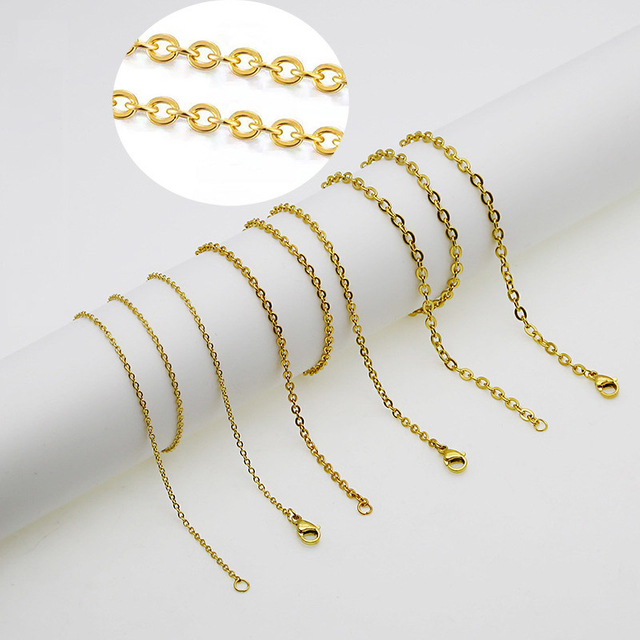O Shape Stainless Steel 18K Gold Plated Cable Chain for Jewelry DIY Necklace Making