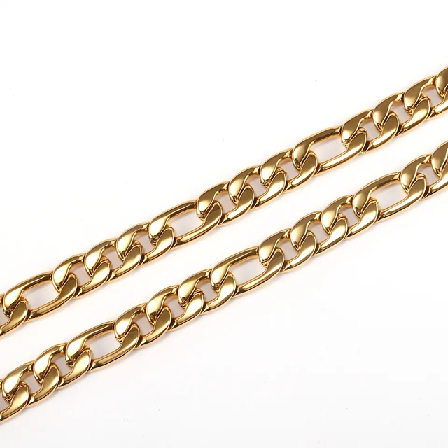 High Quality Gold Plated Figaro Chain Necklace Gold Chains 18K Figaro Chain Stainless Steel Necklace