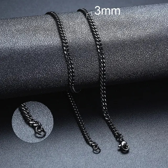 Mens Chain Boys Curb Cuban Link Stainless Steel Necklace Men′ S Silver Black Gold Curb Chain Necklace Industrial Chain