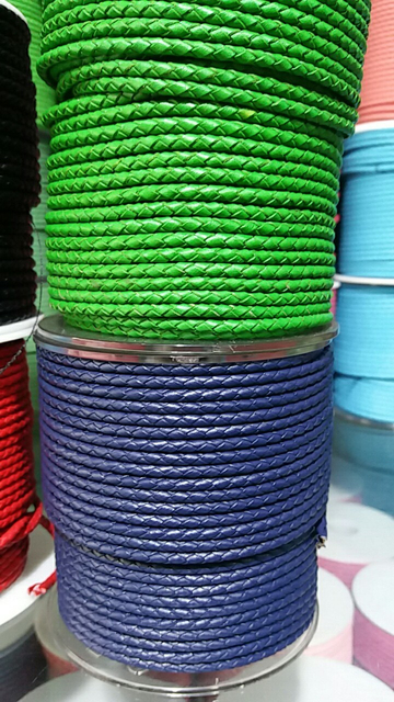 3mm High Qualitly Blue Green Red Braided Leather Cord for Bracelet Making