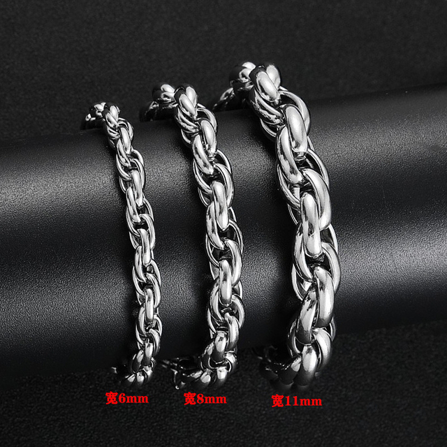 Vintage New Design Stainless Steel 6/8/11mm Twisted Chain Bracelet for Men