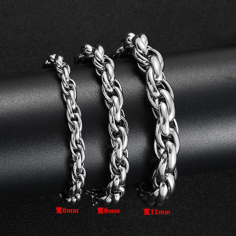 Vintage New Design Stainless Steel 6/8/11mm Twisted Chain Bracelet for Men