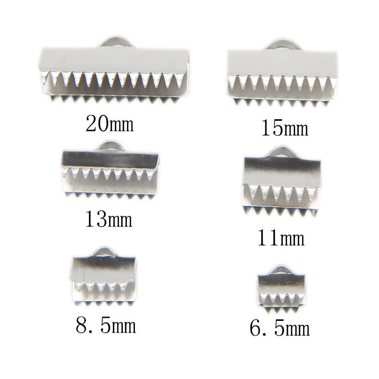 Ribbon Crimp End Stainless Steel Lobster Claw Cord Clasp Different Size for Choice Original Color Sold by PC