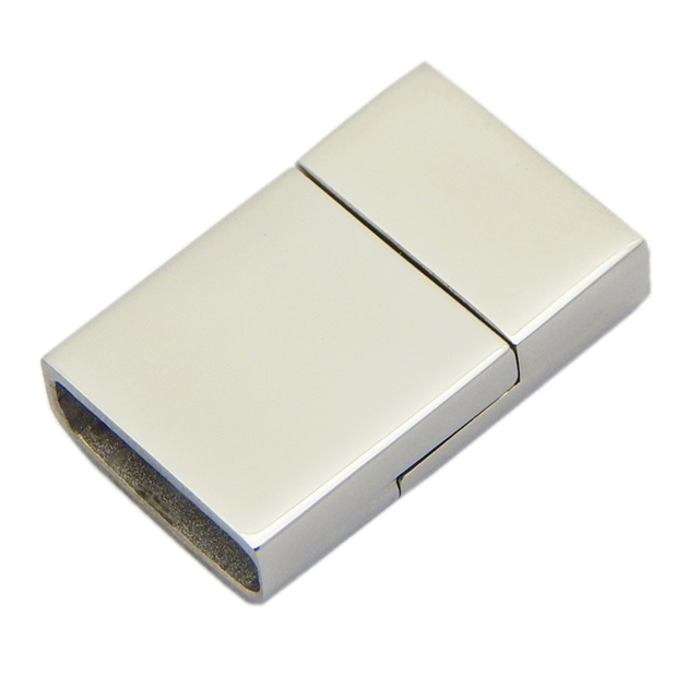 Fancy Design Silver Finished Stainless Steel 3-Strands 13X4mm Fold Over Magnetic Clasps for Triple 4mm Round Braided Leather Cord