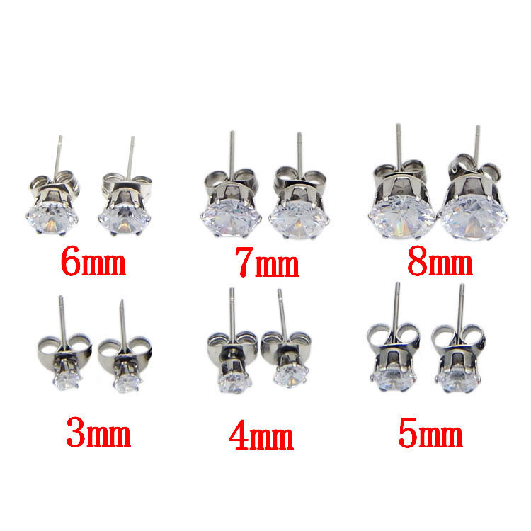 Wholesale Promotion Silver Stud Earring Round Zircon CZ Fashion Six Claws Jewelry