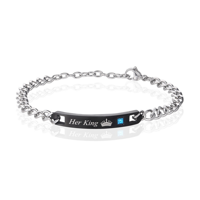 Laser Logo Stainless Steel Couple Bracelet for Man and Woman