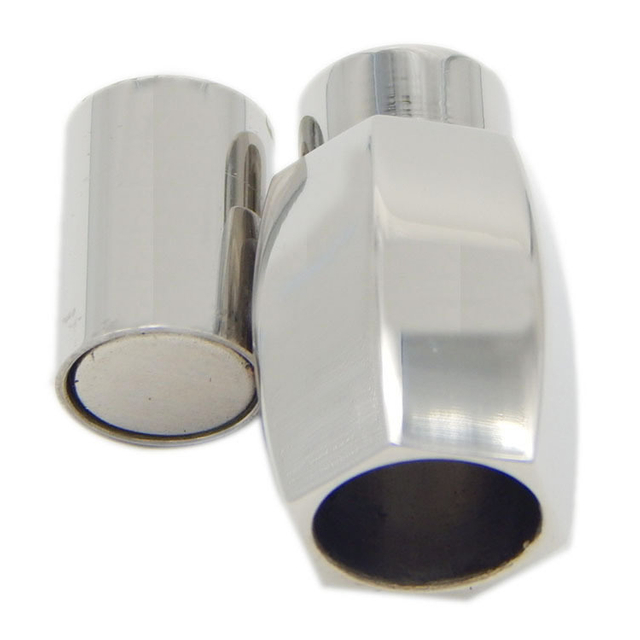 Silver Colors 6mm Stainless Steel Round Clasp for Leather Bracelet