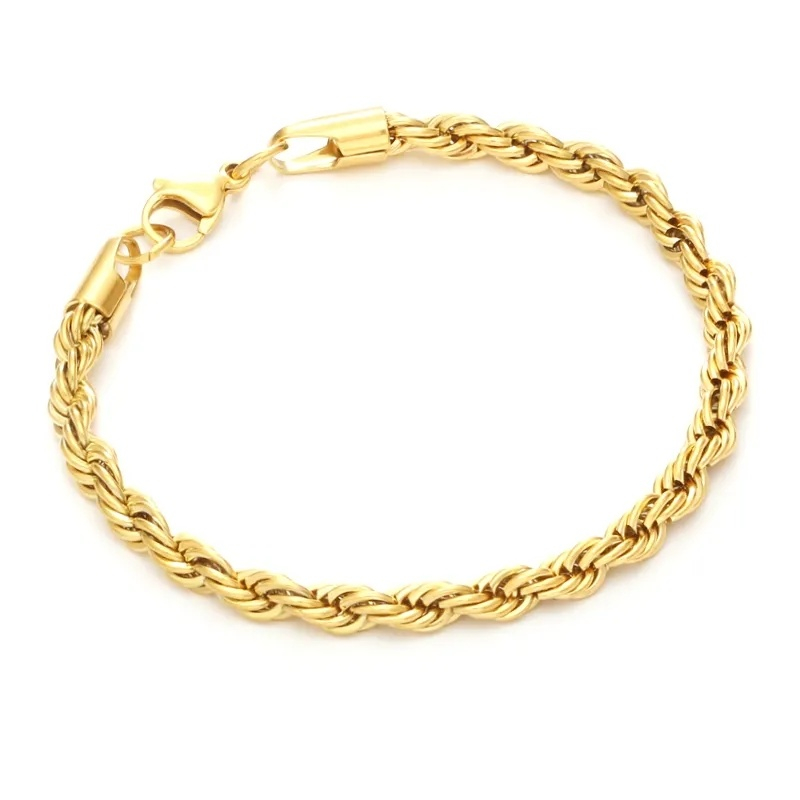 Wholesale 5mm 18K Gold Jewelry Stainless Steel Twisted Rope Chain Custom Jewelry
