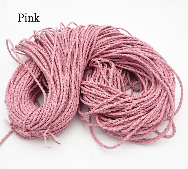 3mm Leather Cord 4-Strand PU Braided Leather Cord