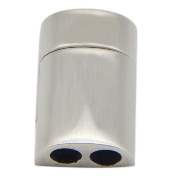 Double Inner Hole 3.5mm Half Round Shape Stainless Steel Magnetic Clasps for Leather Rope