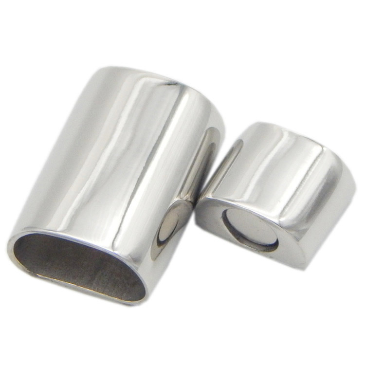 Hole Size 9.3X4.8mm Stainless Steel Clasp Shiny Magnetic Buckle for Leather Bracelet