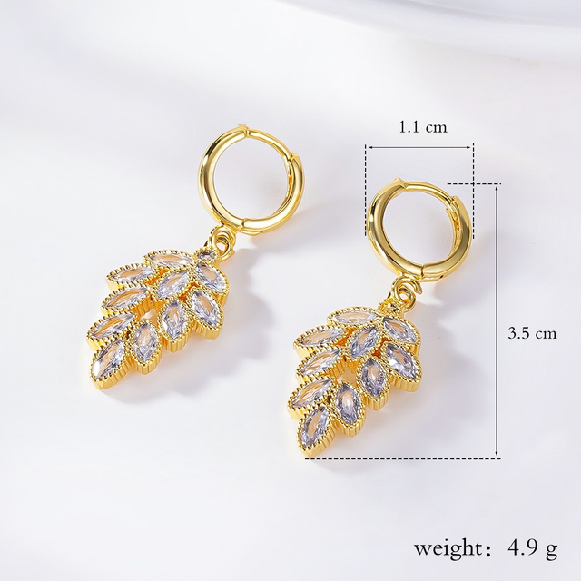 High Quality 18K Gold Plated Women Cubic Zircon Earring Stud Trendy Fashionable Earrings