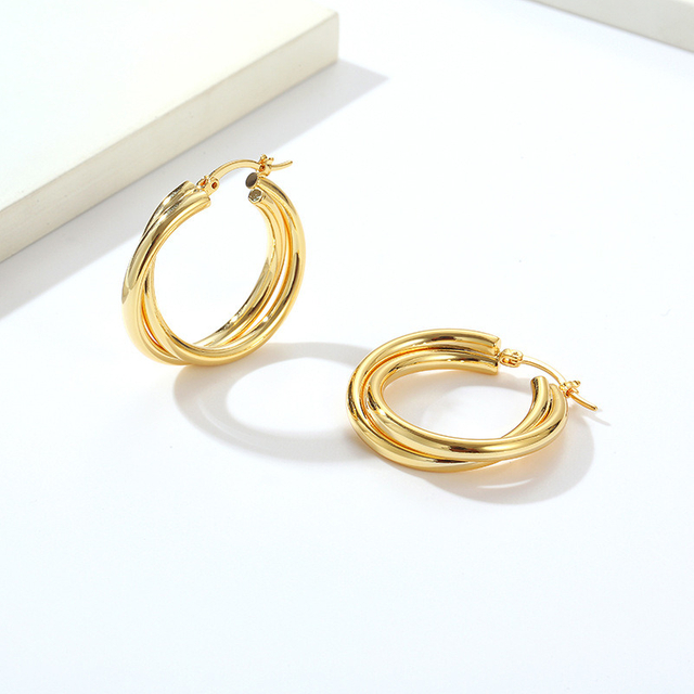 French Retro High-Grade Ring Ear Hook Female Customized Fashion 18K Stainless Steel Earrings