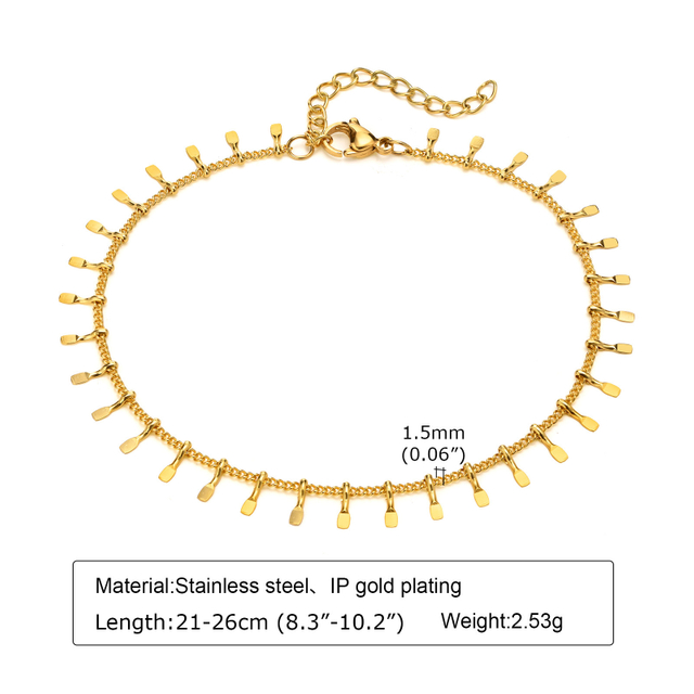 Stainless Steel Ladies Jewelry Anklet Custom Gold Plated Accessories for Women Personalised with Charm
