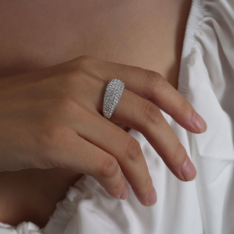 Luxury Design Shiny Zirconia Rings Stainless Steel 18K Gold Plated Silver Plated Fashion Jewelry Ring for Women