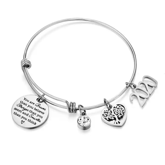 Custom Stainless Steel Charm Bracelet Expandable Adjustable Wire Bangle Bracelet