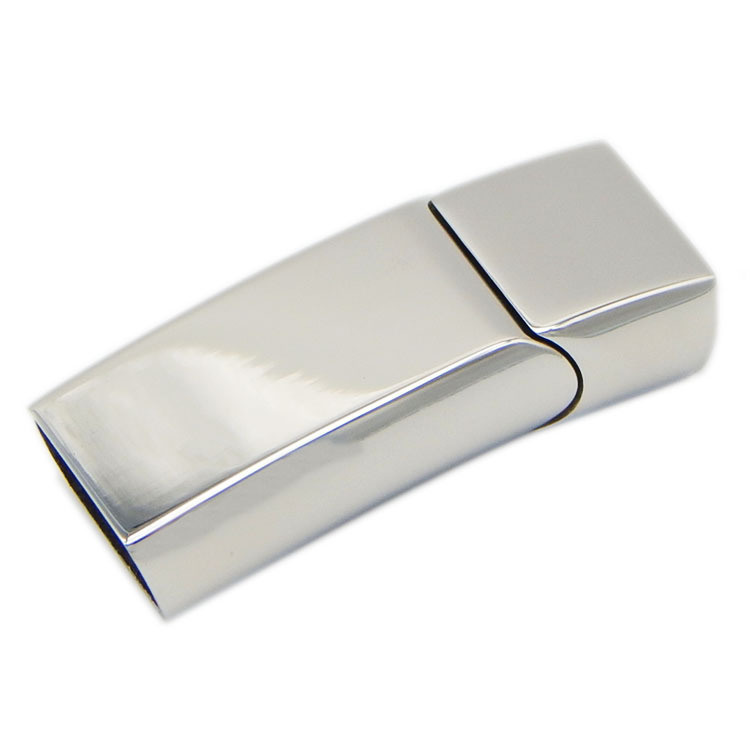 Popular 316L Stainless Steel Silver/Matt Silver Laser Logo Flat Clasp 12X6mm with Srews to Fix The Leather Cord