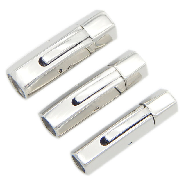 Accept Laser Printing DIY Logo 316 Stainless Steel Push Snap Button Rectangle Clasp for Leather Cord Bracelet Jewelry Findings