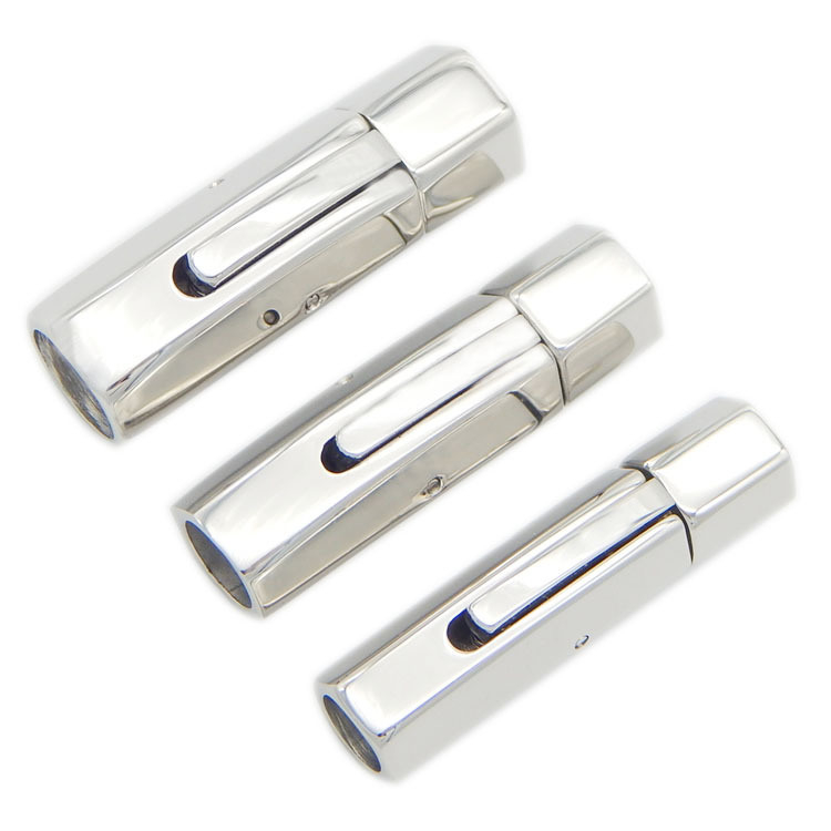 Accept Laser Printing DIY Logo 316 Stainless Steel Push Snap Button Rectangle Clasp for Leather Cord Bracelet Jewelry Findings