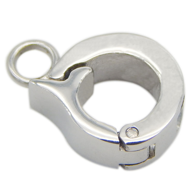 Custom 13.5X9.5 mm Stainless Steel Metal Round Shape Ring Clasp for Bracelet Necklace