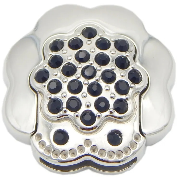 Jewelry Findings Silver Polish Black Beads Charming Shape Flat Steel Clasps 14.5X2.2mm