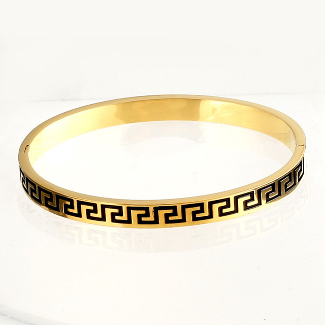Jewelry Lovers Gift Engraved Great Wall Bracelet Stainless Steel Enamel Titanium Bangle