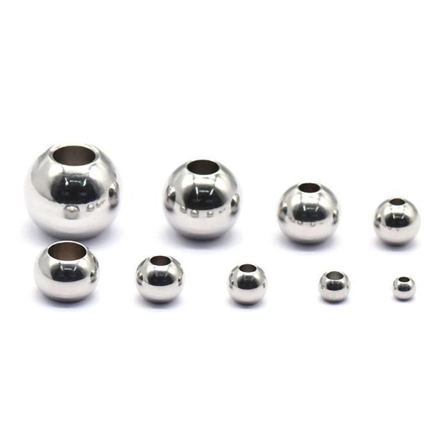 18K Gold Stainless Steel Beads Hole Beads Solid Steel Beads for DIY Accessories
