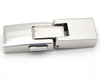 New China Shiny Steel Color Interlocking Button Leather Cord Bracelets Clasp with 9X3.5mm Flat Square Hole
