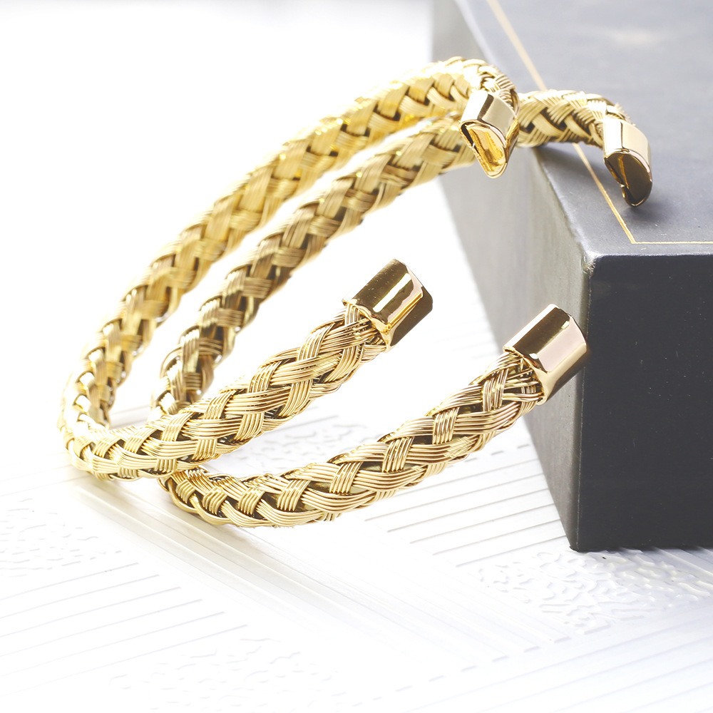 Braided Bracelet C-Opening High-Grade Titanium Steel Mesh Twisted Wire Bracelet
