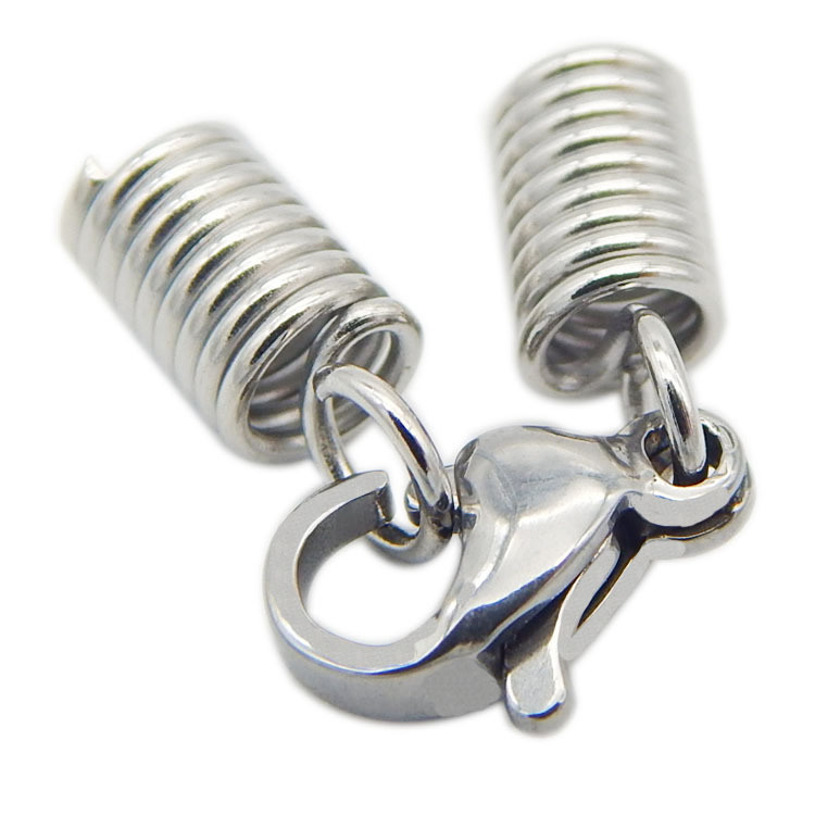 Manufacture Stainless Steel Necklace Cord End Spring Silver Tone Lobster Clasp with Hole 2mm/2.5mm/3mm/3.5/4mm