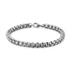Jewelry Square Pearl Rolo Link Chain Silver Bracelets 316L Stainless Steel Round Box Men′s Bracelet
