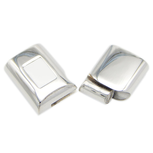 316L Stainless Steel Flat Clasp Interlocking Leather Bracelet Jewelry Clasp 12mm X 6mm Inner Diameter