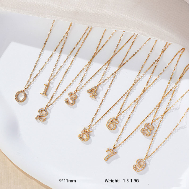 Pendant Necklace Gold Necklace Zircon 0-9 Pendant Lucky New Clavicle Chain