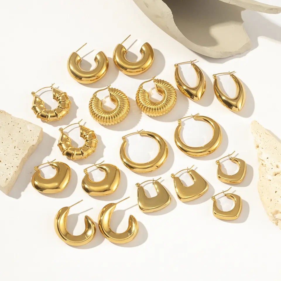 Popular Simple Gold Exaggerated Big Earrings Quality Metal Silver Circle Hoop Earrings