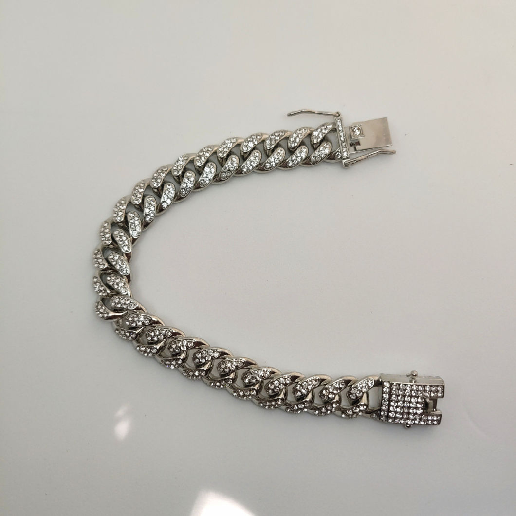 Hip Hop 18K Gold Hipste Diamond-Encrusted Cuban Link Chain Bracelet