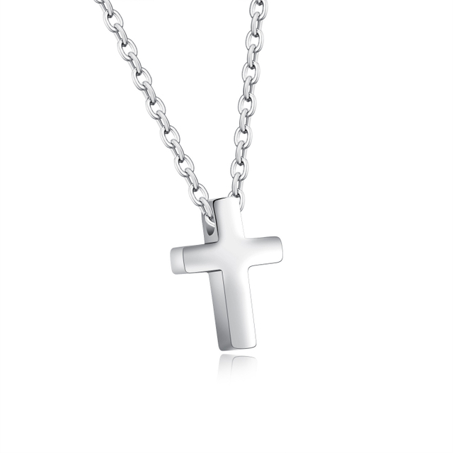Cross-Border Supply Supply Exquisite Mini Cross Pendant Stainless Steel Necklace with Chain