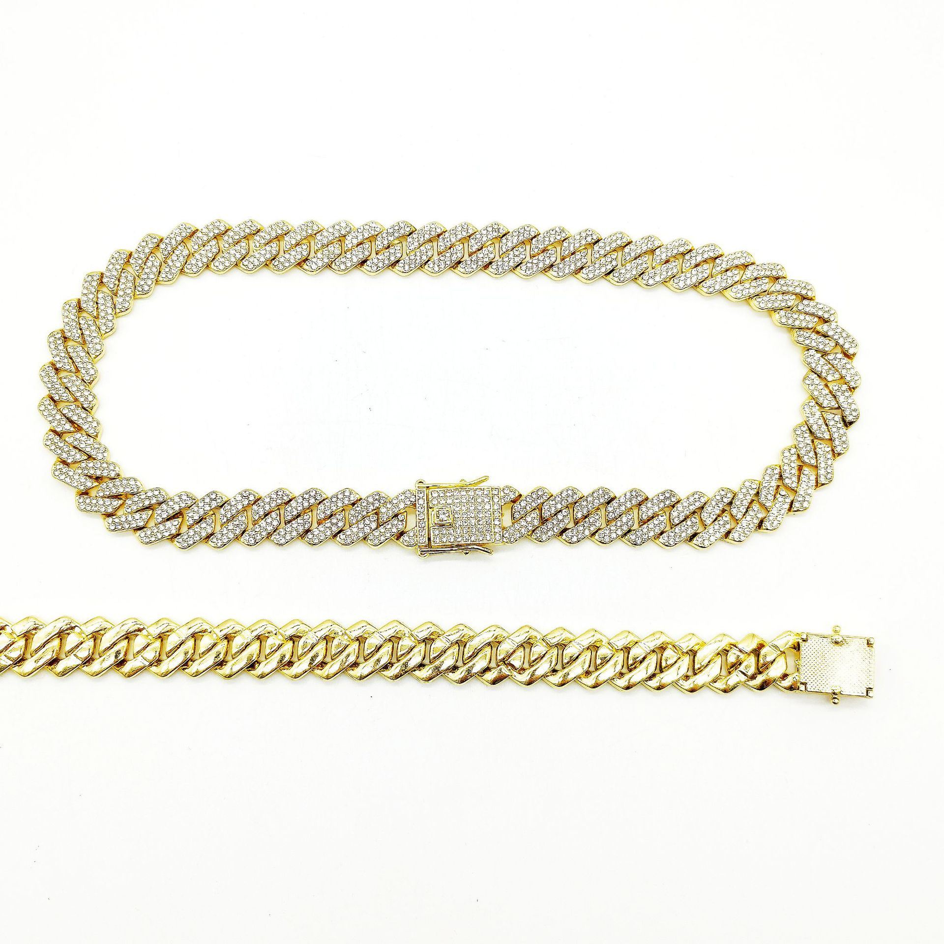 14mm Cuban Link Chain Necklaces Jewelry Bracelet Hip Hop Necklace