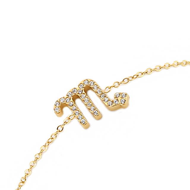 Popular Gift Jewelry 18K Gold 12 Zodiac Sign Constellations Zinc Stainless Steel Bracelet