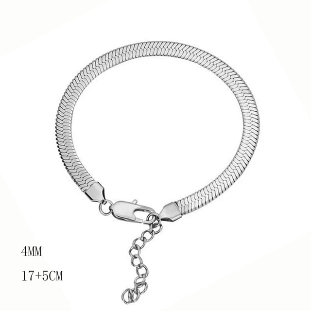 19cm Unisex 304 Stainless Steel Herringbone Chain Bracelets