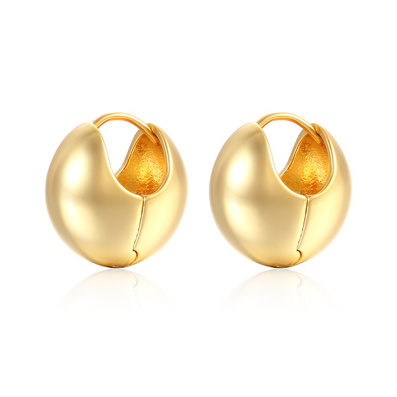 Wholesale Custom Unique Smooth Surface Stainless Steel Gold Color Small C Shape Earrings for Women