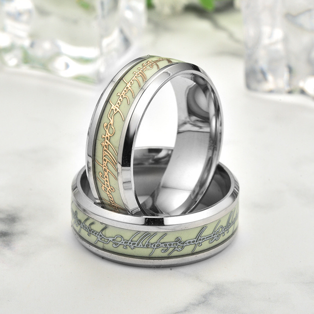 Stainless Steel Glow in The Dark Ring Jewelry Luminous Glowing Ring for Men Women
