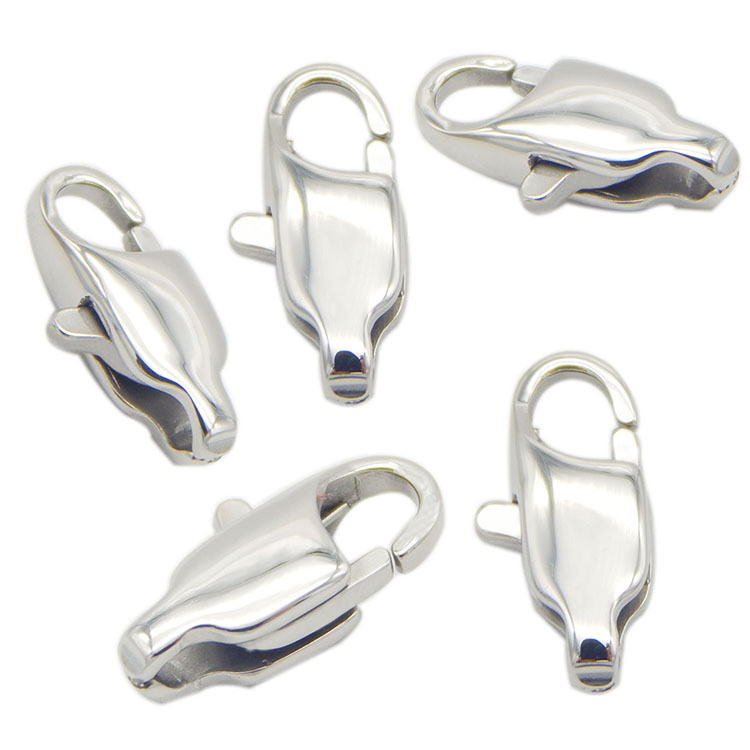Gold Silver 9mm 11mm 13mm Vacuum Real Gold Color 304 Stainless Steel Lobster Locks Clasps Jewelry Component for Necklace DIY